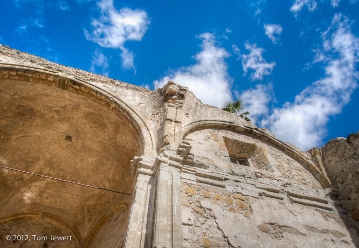 Great Stone Church ruin and clouds. This building, destroyed in a tragic earthquake, has recently been strengthened to meet modern...